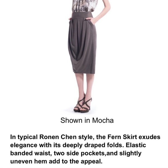 Ronen Chen Black Lagenlook Midi Skirt size 2/M - Picture 2 of 13